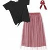 Cheapest 🎉 Trend Blossoms Black Knot-Front Tee Set - 👧 Girls 🌟 -Trend Blossoms-shop zu108205160 main tm1660589251