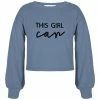 Budget 🛒 Trend Blossoms Dusty Blue 'This Girl Can' Puff-Sleeve Sweater - 👧 Girls 😍 -Trend Blossoms-shop zu108255744 main tm1660823475