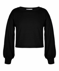 Trend Blossoms-shop 11 Wholesale 🌟 Trend Blossoms Black Puff-Sleeve Crewneck Top - 👧 Girls 😉