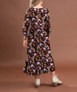 Budget ✔️ Trend Blossoms Black & Orange Floral Ruffle-Hem Maxi 👗 Dress - 👧 Girls 🛒 -Trend Blossoms-shop zu108257293 alt 2 tm1660843253