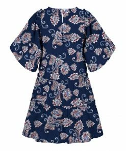 Coupon 👏 Trend Blossoms Navy Floral Paisley Bell-Sleeve A-Line 👗 Dress - 👧 Girls 👏 -Trend Blossoms-shop zu108264160 alt 2 tm1660843253