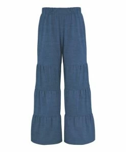 Best reviews of 🎁 Trend Blossoms Blue Chambray Tiered Wide-Leg Pants - 👧 Girls 🔔