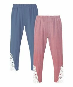 Best deal ✨ Trend Blossoms Dusty Blue & Pink Lace-Accent Velvet Leggings Set - 👧 Girls 🧨 -Trend Blossoms-shop zu108302077 alt 2 tm1660920813