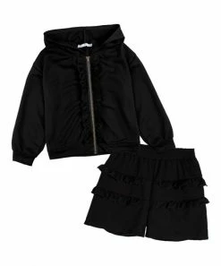Coupon ❤️ Trend Blossoms Black Ruffle-Accent Zip-Up Hoodie & Shorts - 👧 Girls 🥰 10 Coupon ❤️ Trend Blossoms Black Ruffle-Accent Zip-Up Hoodie & Shorts - 👧 Girls 🥰 -Trend Blossoms-shop zu108302084 alt 3 tm1660920813