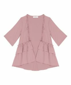 Best Sale 🌟 Trend Blossoms Pink Ruffle-Accent Tiered Open Cardigan - 👧 Girls 🌟