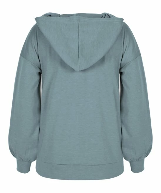 Coupon ๐ Trend Blossoms Dusty Turquoise Drop-Shoulder Puff-Sleeve Hoodie - ๐ง Girls โญ 4 Coupon ๐ Trend Blossoms Dusty Turquoise Drop-Shoulder Puff-Sleeve Hoodie - ๐ง Girls โญ - Image 2