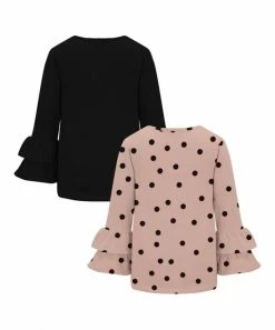 Deals 💯 Trend Blossoms Black Ruffle-Sleeve Top & Pink Polka Dot Ruffle-Sleeve Top - 👧 Girls ⌛ -Trend Blossoms-shop zu108309177 alt 1 tm1660920813