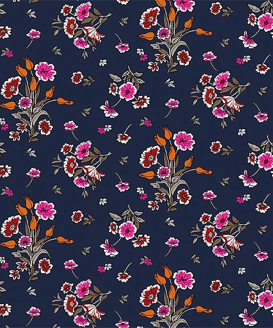 Outlet 👏 Trend Blossoms Navy & Pink Floral Ruffle-Accent Bow-Belt Joggers - 👧 Girls 🔔 5 Outlet 👏 Trend Blossoms Navy & Pink Floral Ruffle-Accent Bow-Belt Joggers - 👧 Girls 🔔 - Image 3