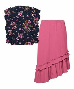 New โค๏ธ Trend Blossoms Navy Floral Angel-Sleeve Top & Pink Ruffle Asymmetric ๐ Skirt - ๐ง Girls ๐ 6 New โค๏ธ Trend Blossoms Navy Floral Angel-Sleeve Top & Pink Ruffle Asymmetric ๐ Skirt - ๐ง Girls ๐ -Trend Blossoms-shop zu108445042 alt 1 tm1661518843