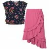 New ❤️ Trend Blossoms Navy Floral Angel-Sleeve Top & Pink Ruffle Asymmetric 👗 Skirt - 👧 Girls 🌟 1 New ❤️ Trend Blossoms Navy Floral Angel-Sleeve Top & Pink Ruffle Asymmetric 👗 Skirt - 👧 Girls 🌟 -Trend Blossoms-shop zu108445042 main tm1661518843