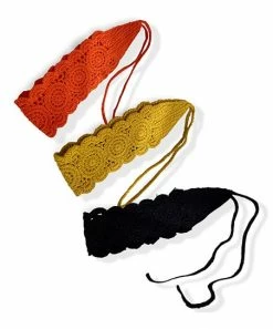 Cheap 🥰 Trend Blossoms Mustard & Black Crochet Headband Set 🎁