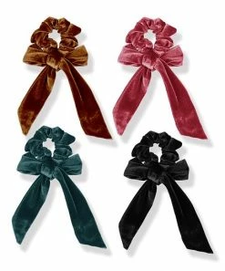 Hot Sale 😀 Trend Blossoms Brown & Black Velvet Scrunchie Set 🧨