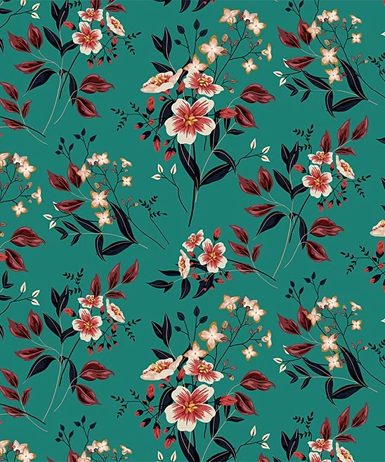 Top 10 🔔 Trend Blossoms Teal & Rust Floral Tie-Accent Puff-Sleeve Maxi 👗 Dress - 👧 Girls ⌛ 5 Top 10 🔔 Trend Blossoms Teal & Rust Floral Tie-Accent Puff-Sleeve Maxi 👗 Dress - 👧 Girls ⌛ - Image 3