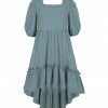Cheapest 🎁 Trend Blossoms Dusty Blue Ruffle-Accent Hi-Low Peasant 👗 Dress - 👧 Girls 🥰 -Trend Blossoms-shop zu108547957 main tm1661780197