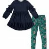 Wholesale 😀 Trend Blossoms Navy Ruffle-Accent Hi-Low Tunic & Teal Floral Leggings - 👧 Girls ✨ 2 Wholesale 😀 Trend Blossoms Navy Ruffle-Accent Hi-Low Tunic & Teal Floral Leggings - 👧 Girls ✨ -Trend Blossoms-shop zu108548077 main tm1661780197