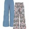 Budget 😉 Trend Blossoms Light Blue Chambray & Dusty Pink Floral Tiered Pants Set - 👧 Girls 👍 -Trend Blossoms-shop zu108553496 main tm1661780197