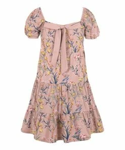 Best Pirce ✔️ Trend Blossoms Light Peach Pink Floral Tiered Puff-Sleeve Peasant 👗 Dress - 👧 Girls 🥰