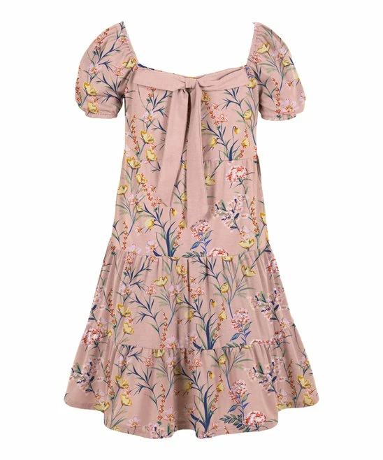 Best Pirce ✔️ Trend Blossoms Light Peach Pink Floral Tiered Puff-Sleeve Peasant 👗 Dress - 👧 Girls 🥰 3 Best Pirce ✔️ Trend Blossoms Light Peach Pink Floral Tiered Puff-Sleeve Peasant 👗 Dress - 👧 Girls 🥰