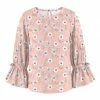 New 👍 Trend Blossoms Light Peach Pink & White Floral Poet-Sleeve Crewneck Top - 👧 Girls ✨ -Trend Blossoms-shop zu108643743 main tm1661955682