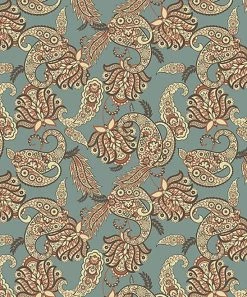 Discount 🔔 Trend Blossoms Dusty Turquoise Floral Paisley Ruffle-Accent A-Line 👗 Dress - 👧 Girls 😀 -Trend Blossoms-shop zu108722049 alt 2 tm1662470552