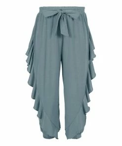 Flash Sale ⌛ Trend Blossoms Dusty Turquoise Ruffle-Accent Bow-Belt Joggers - 👧 Girls 🧨