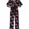 Best deal 🔔 Trend Blossoms Dark Navy & Pink Floral Belted Surplice Jumpsuit - 👧 Girls 😉