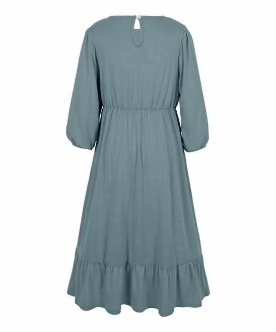 Coupon ๐ Trend Blossoms Dusty Blue Ruffle-Hem Hi-Low ๐ Dress - ๐ง Girls โ 5 Coupon ๐ Trend Blossoms Dusty Blue Ruffle-Hem Hi-Low ๐ Dress - ๐ง Girls โ - Image 3