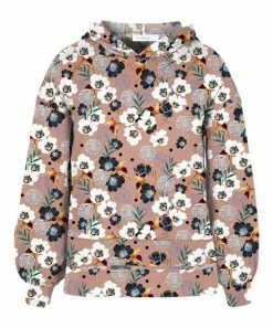 Outlet 👍 Trend Blossoms Dusty Coral Floral Polka Dot Puff-Sleeve Hoodie - 👧 Girls ✔️