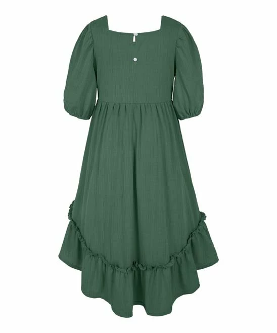Wholesale 🌟 Trend Blossoms Green Ruffle-Hem Hi-Low 👗 Dress - 👧 Girls ✔️ 4 Wholesale 🌟 Trend Blossoms Green Ruffle-Hem Hi-Low 👗 Dress - 👧 Girls ✔️ - Image 2