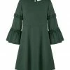 Cheap 🎁 Trend Blossoms Dark Green Long-Sleeve Skater 👗 Dress - 👧 Girls ✔️ -Trend Blossoms-shop zu108926482 main tm1663268250
