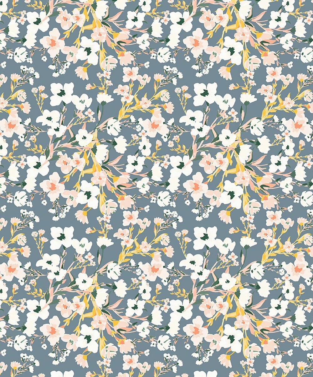 Best Pirce 👍 Trend Blossoms Dusty Blue & Mustard Floral Bow-Accent Ruffle-Hem A-Line 👗 Dress - 👧 Girls 🎉 4 Best Pirce 👍 Trend Blossoms Dusty Blue & Mustard Floral Bow-Accent Ruffle-Hem A-Line 👗 Dress - 👧 Girls 🎉 - Image 2