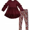 Best deal 🎉 Trend Blossoms Maroon Ruffle Hi-Low Tunic & Floral Butterfly Leggings - 👧 Girls ✔️ 2 Best deal 🎉 Trend Blossoms Maroon Ruffle Hi-Low Tunic & Floral Butterfly Leggings - 👧 Girls ✔️ -Trend Blossoms-shop zu109043757 main tm1663592416