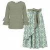 Promo 😉 Trend Blossoms Sage Green Stripe Long-Sleeve Top & Dusty Mint Ikat Maxi 👗 Skirt - 👧 Girls ⌛ -Trend Blossoms-shop zu109062816 main tm1663767478