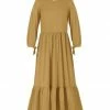 Deals 🔔 Trend Blossoms Mustard Tie-Accent Puff-Sleeve Maxi 👗 Dress - 👧 Girls 🎉 -Trend Blossoms-shop zu109069123 main tm1663767478