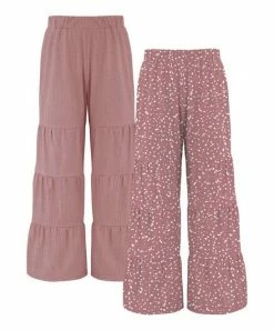 Deals 🎁 Trend Blossoms Dusty Rose & Dusty Pink Dot Tiered Pants Set - 👧 Girls ✨