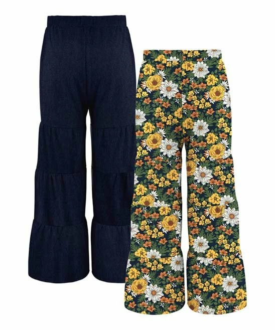 Brand new ๐ Trend Blossoms Navy & Mustard Floral Tiered Pants Set - ๐ง Girls ๐ 5 Brand new ๐ Trend Blossoms Navy & Mustard Floral Tiered Pants Set - ๐ง Girls ๐ - Image 3