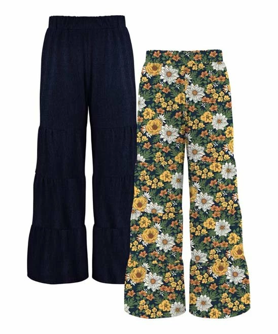 Brand new ๐ Trend Blossoms Navy & Mustard Floral Tiered Pants Set - ๐ง Girls ๐ 3 Brand new ๐ Trend Blossoms Navy & Mustard Floral Tiered Pants Set - ๐ง Girls ๐