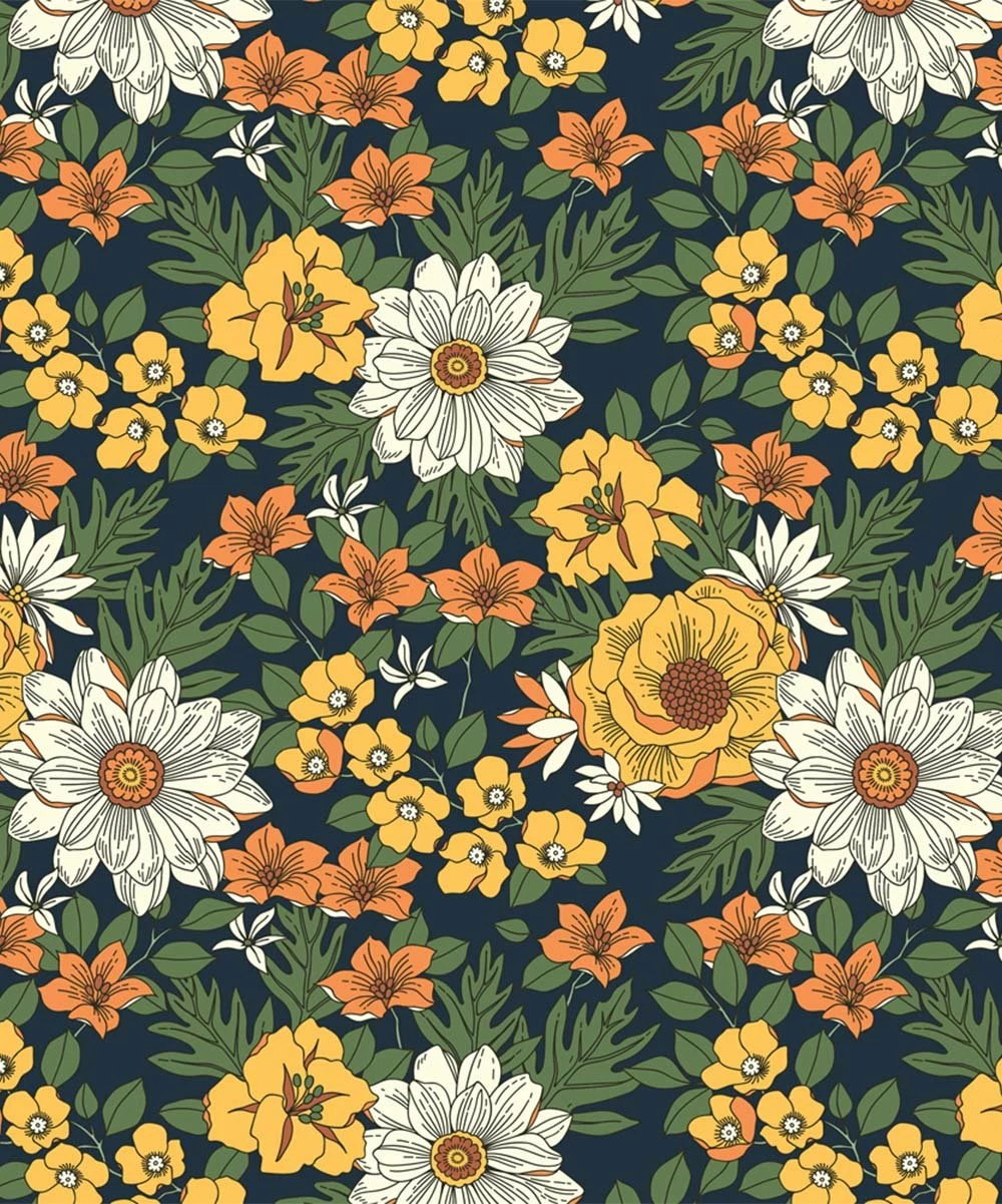 New โญ Trend Blossoms Dark Navy Puff-Sleeve Top & Mustard Floral Button Maxi ๐ Skirt - ๐ง Girls ๐ 4 New โญ Trend Blossoms Dark Navy Puff-Sleeve Top & Mustard Floral Button Maxi ๐ Skirt - ๐ง Girls ๐ - Image 2