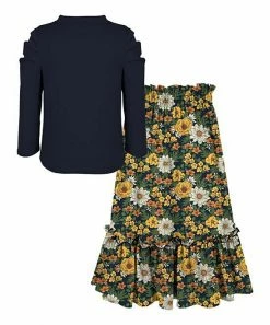 New โญ Trend Blossoms Dark Navy Puff-Sleeve Top & Mustard Floral Button Maxi ๐ Skirt - ๐ง Girls ๐ 7 New โญ Trend Blossoms Dark Navy Puff-Sleeve Top & Mustard Floral Button Maxi ๐ Skirt - ๐ง Girls ๐ -Trend Blossoms-shop zu109166176 alt 2 tm1663956392
