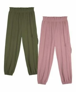 Cheapest 😍 Trend Blossoms Army Green & Dusty Pink Cargo-Pocket Joggers Set - 👧 Girls ✨