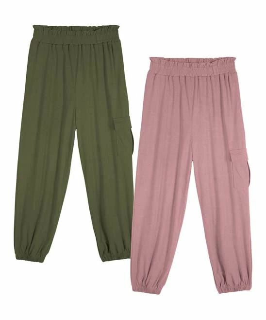 Cheapest ๐ Trend Blossoms Army Green & Dusty Pink Cargo-Pocket Joggers Set - ๐ง Girls โจ 3 Cheapest ๐ Trend Blossoms Army Green & Dusty Pink Cargo-Pocket Joggers Set - ๐ง Girls โจ