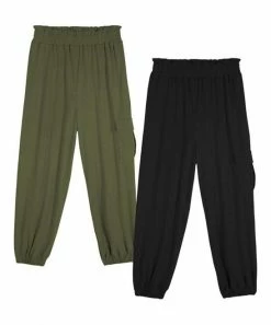 Best deal 🤩 Trend Blossoms Army Green & Black Cargo-Pocket Joggers Set - 👧 Girls 👍