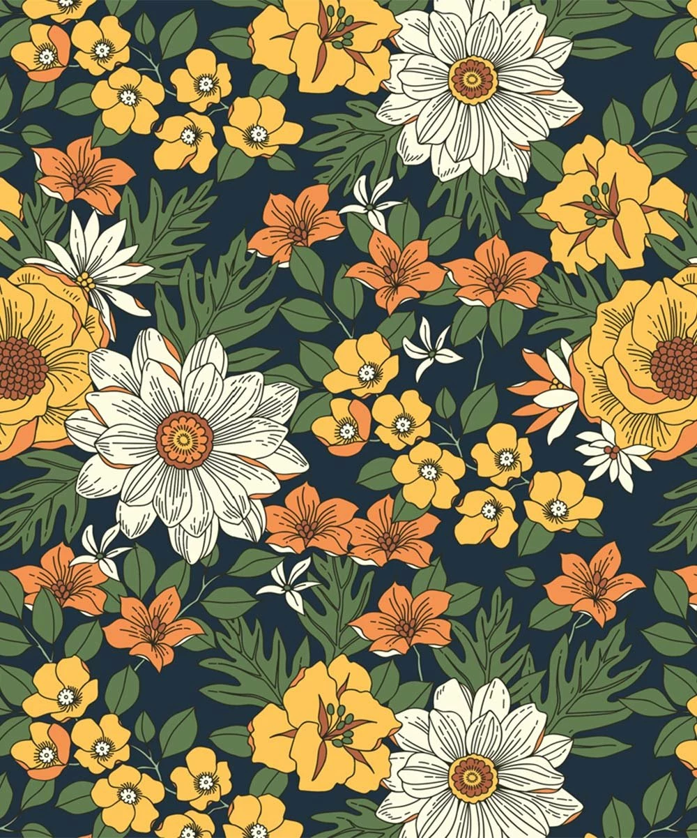 Flash Sale 🎉 Trend Blossoms Dark Navy & Mustard Floral Ruffle-Trim Asymmetrical 👗 Skirt Set - 👧 Girls 🎉 5 Flash Sale 🎉 Trend Blossoms Dark Navy & Mustard Floral Ruffle-Trim Asymmetrical 👗 Skirt Set - 👧 Girls 🎉 - Image 3