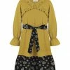 Best Sale 👍 Trend Blossoms Black & Mustard Stripe Paisley Bow-Belt Ruffle-Accent Shift 👗 Dress - 👧 Girls 😀 -Trend Blossoms-shop zu109210506 main tm1664229261