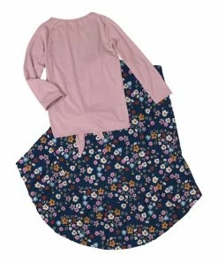 Best Sale 👍 Trend Blossoms Dusty Pink Peace Knot-Hem Tee & Navy Floral Hi-Low 👗 Skirt - 👧 Girls 🎁 -Trend Blossoms-shop zu109238154 alt 2 tm1664229261