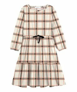 Top 10 👏 Trend Blossoms Cream & Black Plaid Bow-Accent Ruffle-Hem A-Line 👗 Dress - 👧 Girls ✨