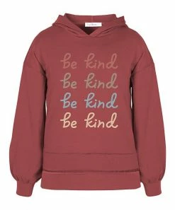 Promo โ Trend Blossoms Brick Red & Yellow 'Be Kind' Puff-Sleeve Hoodie - ๐ง Girls ๐ฅ