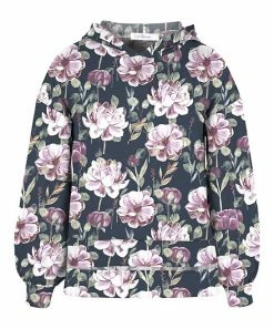 Budget 🎉 Trend Blossoms Navy & Orchid Floral Puff-Sleeve Hoodie - 👧 Girls ✔️