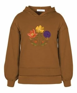 Cheapest 🔥 Trend Blossoms Brown & Purple Floral Puff-Sleeve Hoodie - 👧 Girls 😀