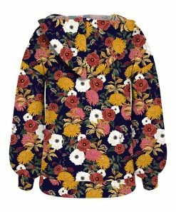 Deals 😀 Trend Blossoms Navy Pink & Mustard Floral Puff-Sleeve Hoodie - 👧 Girls 🎉 -Trend Blossoms-shop zu109489448 alt 1 tm1665060903